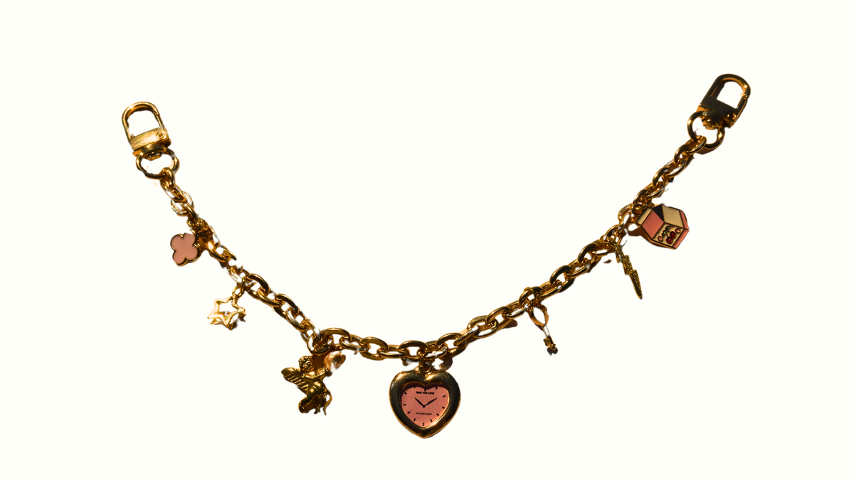 Pink Clock Bag Charm